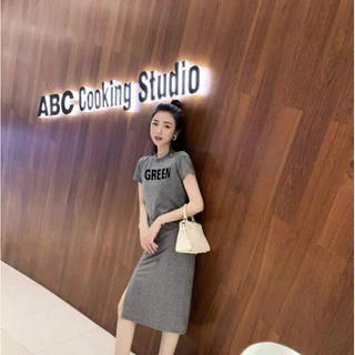fashiongirl1688👗 เดรสยาวเเขนสั้น ผ้าฝ้าย เนื้อดี ยืดหยุ่นเยอะ รุ่นขายดี คอกลม กระโปรง แฟชั้นผู้หญิง