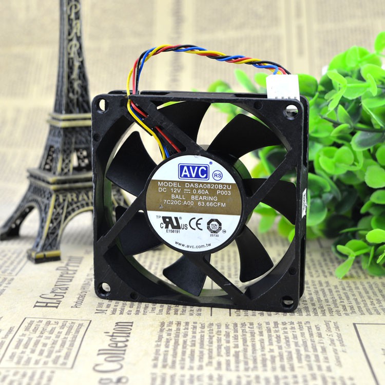 AVC 8020 12V 0.60A DASA0820B2U 8 ซม. 8 ซม. พัดลมแชสซี CPU 4 สาย
