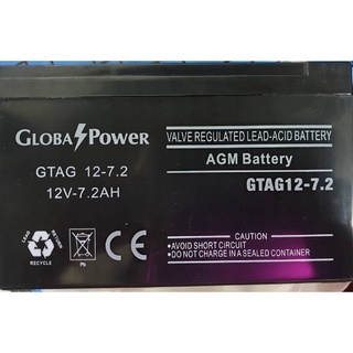 แบตเตอรี่ Global Power 12V 7.2AH สำรองไฟ UPS ไฟฉุกเฉิน