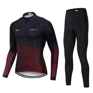 Mens Cycling Jersey Long Sleeve MTB Bike Bicycle Shirt Gel Padded Pants Riding Gear Breathable