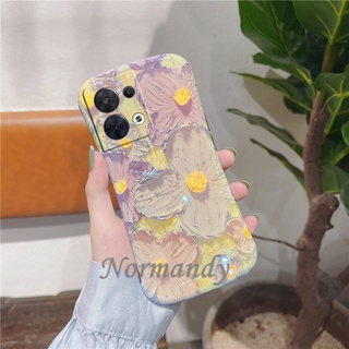 เคสโทรศัพท์ 2022 New Phone Case OPPO Reno8 / Reno7 Z 7Pro / Reno6 Pro 5G Personality Trend Casing Small Waist Fashion Romantic Painting Flowers Casing Silicone Soft Case Shock-proof Back Cover เคส