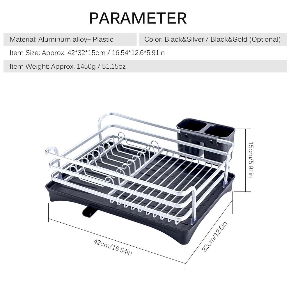 Aluminum Alloy Dish Rack with Drainage Outlet Storage Rack for Dishes ...