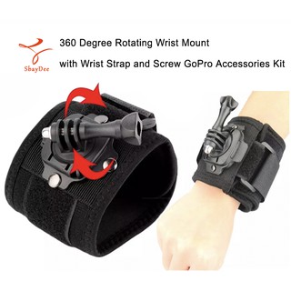 360 Degree Rotating Wrist Mount with Wrist Strap and Screw GoPro Accessories Kit for GoPro SJCam YI and other cameras