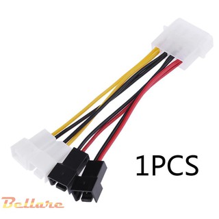 bel 1 ชิ้น 4 - pin molex to 3 - pin fan อะแดปเตอร์เชื่อมต่อสายเคเบิ้ลพัดลม 12vx 2/5v x 2