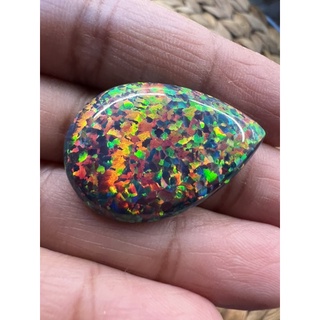 Grey opal 30x20mm Pear shape 16 CTS พลอย โอปอล สังเคราะห์!!! WHITE Fire Stripe OPAL หลังเบี้ย