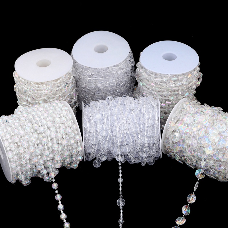 ลูกปัดสายห้อยอะคริลิก AB สีมุก ลายดอกบัว-ดาวกระจายใส สำหรับตกแต่งงานแต่ง-เสื้อผ้า DIY อุปกรณ์แฮนด์เมด