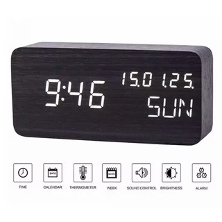 LED Li&Tai รุ่น 6035C ไม้นาฬิกาปลุกปฏิทินการควบคุมด้วยเสียงตารางอุณหภูมินาฬิกาดิจิตอล Despertador Desktop