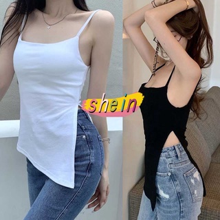 Shein 🔥เสื้อครอปสายเดี่ยว สายเดี่ยวไหมพรมถัก เสื้อเก๋ผู้หญิง แบบครึ่งตัว ผ้านิ่มใส่สบาย สายเดี่ยวเซ็กซี่ มี3สี 11059