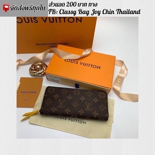 [งานออ ริ]🔥ห ลุ ย ส์ กระเป๋าสตางค์ใบยาว สีน้ำตาลลายดอกด้านในสีเหลือง 19cm. 🔥ภาพถ่ายงานจริงทุกภาพค่ะ