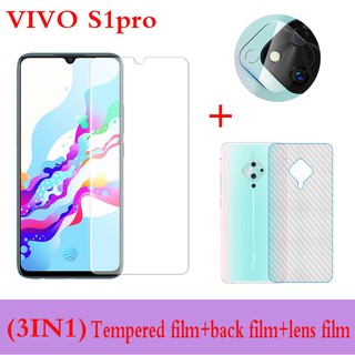 (3 in 1) ฟิล์มกระจกนิรภัย + ฟิล์มด้านหลังสำหรับ +ฟิล์มป้องกันเลนส์ สำหรับ For Vivo S1 Pro V15 Pro V17 Pro V19 Neo V9 V11 V11i