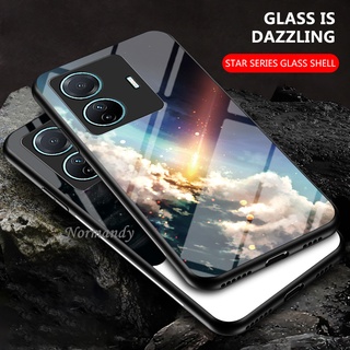 เคส Handphone Case VIVO T1 T1x Y01 Y33T Y21T V23 V23E X80 Pro 5G 4G Phone Casing Scratch Resistant Marble Pattern Tempered Glass Anti-fingerprint Protective Case Hard Back Cover เคสโทรศัพท์