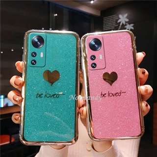 In Stock เคส Phone Case Xiaomi Mi 12 Lite Pro 11T Pro 11 Lite 5G NE POCO F4 X4 M4 Pro Redmi 10A 10C Note 11S 11 Pro 5G 4G Plating Heart-shaped Glitter Casing Hard Case Shockproof Cover เคสโทรศัพท์