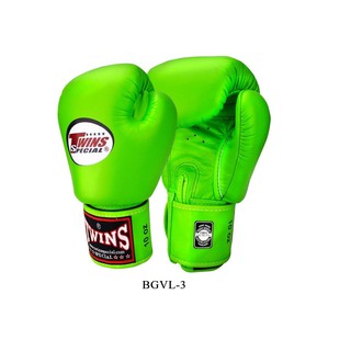 นวมซ้อมชกมวย ทวินส์ สเปเชี่ยล เมจิคเทป เขียว 8,10,12,14,16 ozหนังแท้ Twins special Boxing Gloves BGVL-3 ฺGreen sparring