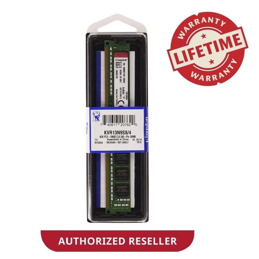 Kingston 4GB DDR3 1333Mhz CL9 Dekstop Ram (KVR13N9S8/4) บรรจุเปิด 100% ใหม่