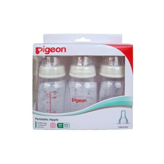 Pigeon ขวดนม PP คอแคบ ขนาด 4 oz./120 ml. พร้อมจุกนม Size S (แพ็ค 3 ขวด)