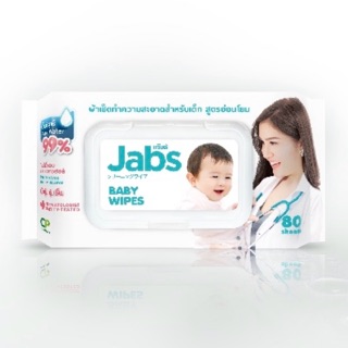 แจ๊บส์ เบบี้ ไวพส์ 80 แผ่น Jabs baby wipes 80 sheets.