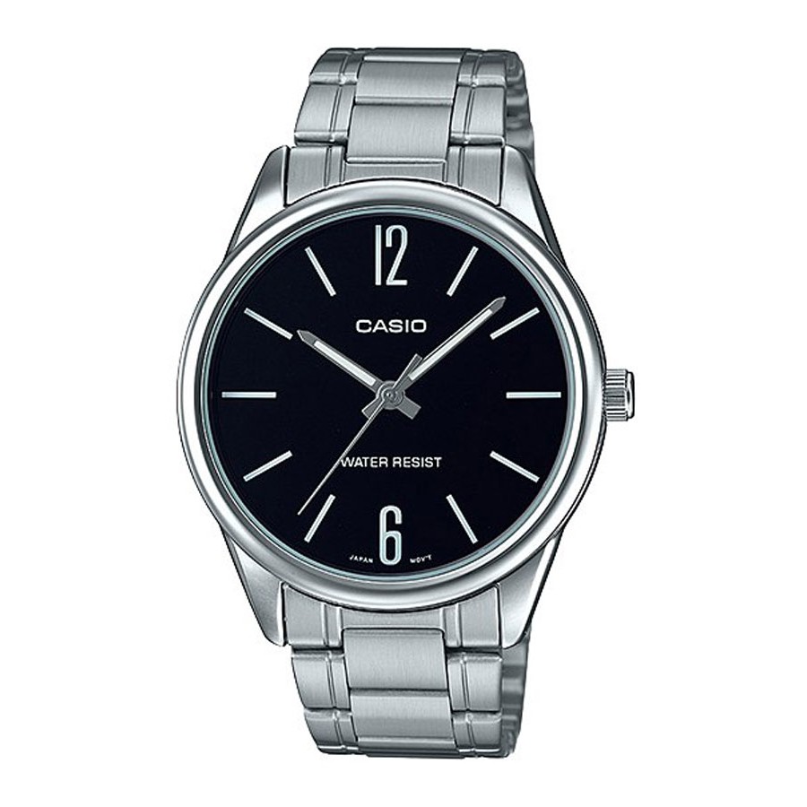 Casio Standard นาฬิกาข้อมือผู้ชาย สายสแตนเลส รุ่น MTP-V005,MTP-V005D,MTP-V005D-1B - สีเงิน