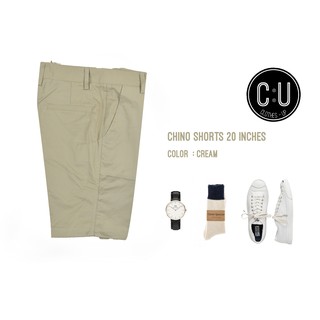 กางเกงขาสั้นผ้า Chino : Cream 20 inches CU PANTS