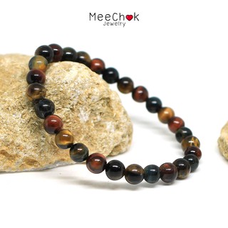 หินไทเกอร์อายส์ 3 สี สามทหารเสือ Three Color Tigers Eye 6 มิล หินแห่งความร่ำรวย หินมงคล By.Meechok