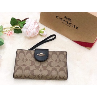 ❤️💕NEW Coach TECH PHONE WALLET IN COLORBLOCK SIGNATURE CANVAS