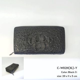 Prang Crocodile Leather Long Double Zipped Wallet กระเป๋าสตางค์ ใบยาว ซิปคู่ หนังจระเข้ C-W02H(XL)-Y