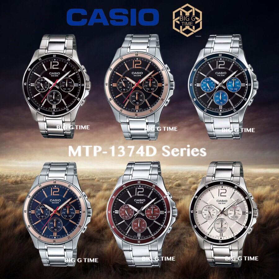 นาฬิกาผู้ชาย Casio ของแท้ MTP-1374D-1A, MTP-1374D-1A2, MTP-1374D-2A, MTP-1374D-2A2,MTP-1374D-5A,MTP-