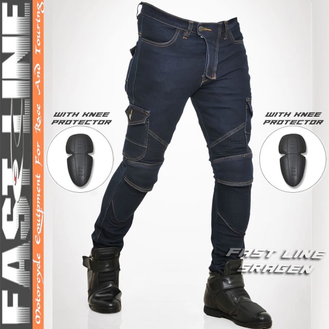 Cool Rider Men& 39;s Bikers Cargo Jeans ป้องกันเข่าฟรี