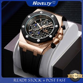 Onola Mens Watch Multifunctional Quartz Watch Silicon Tape