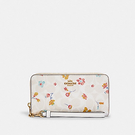 #Coach LONG ZIP AROUND WALLET IN SIGNATURE CANVAS WITH MYSTICAL FLORAL PRINT (COACH C8695) กระเป๋าสตางค์ใบยาว ซิปรอบ