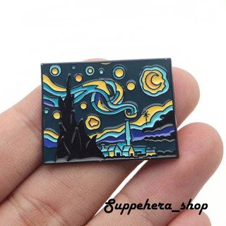 เข็มกลัด / หมุดโลหะ ภาพวาด Van Gogh Starry Night 🌻 🌼 (Hard Enamel Pin)