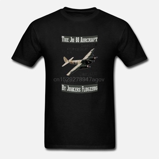 เสื้อยืดผ้าฝ้ายพิมพ์ลายแฟชั่น ใหม่ เสื้อยืดแขนสั้น คอกลม ลายเครื่องบิน Junkers Ju 88 สีดํา สําหรับผู้ชาย Dhnacf70Kdnipj6