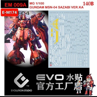 ดีคอลน้ำ [Evo] E-M174 MSN-04 SAZABI Ver.KA MG 1/100 Water Decal ดีคอลเรืองแสงในแสงแบลค์ไลค์ EM174 EM 174 EM 009 EM009