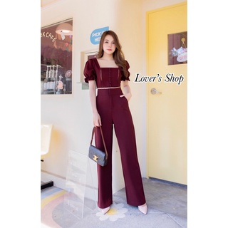 Lover’s Shop เซ็ท2ชิ้น สุดคุ้ม เสื้อคร็อปแต่งโบว์แถบลูกไม้ เพิ่มดีเทลด้วยกระดุมหน้า งานซิบหลัง ความยาวเสื้อกำลังดี