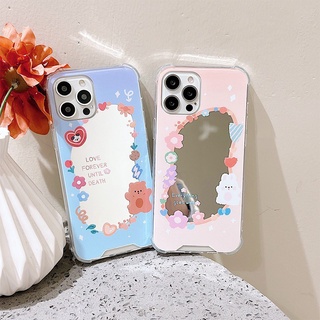 เคส สำหรับ ไอโฟน เคสซิลิโคน สินค้าพร้อมส่งจากไทย สำหรับ Iphone 13 12 11 Pro max กระจกขอบหมีฟ้า TPU-S1196 กระจกขอบกระต่าย