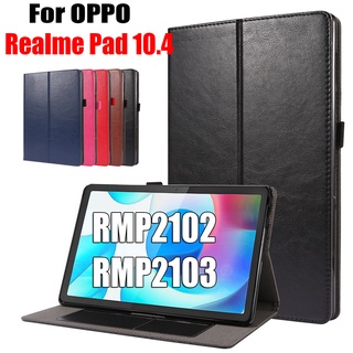 เคสแท็บเล็ตหนัง Pu แบบฝาพับสไตล์คลาสสิกสําหรับ Oppo Realme Pad 2021 10.4 นิ้ว Realmepad 10.4 Rmp2103