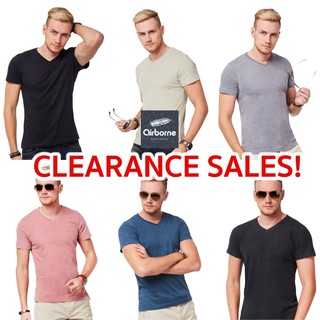 CLEARANCE SALE! | ของแท้ 💯 เสื้อยืด คอวี สีพื้น Airborne SUPREMESOFT ของแท้ ไม่มีมาแล้ว หมดแล้วหมดเลย นุ่มสุดดดด