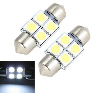 🔥2Pcs 31mm 4 SMD 5050 ไฟ LED ภายในรถ Festoon โดมหลอดไฟหลอดไฟสีขาว DC 12V