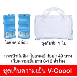 25-90 บาท ซองกันซึม - กันเปื้อนยี่ห้อ V-Coool (ถุงใส+ไอแพคเจล น้ำแข็งเทียม)