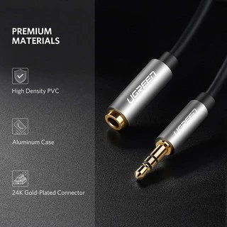 UGREEN AUX 3.5mm Male to Female Stereo Audio Extension Cable Adapter Gold Plated ยาว 1-2 เมตร
