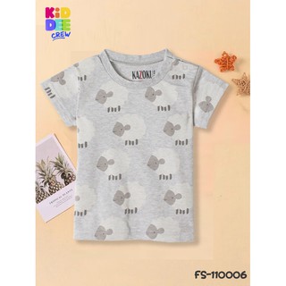 KiddeeCrew เสื้อแขนสั้นเด็กสีเทาลายแกะ Gray patterned sheep shirts เหมาะสำหรับอายุ 1-3 ปี