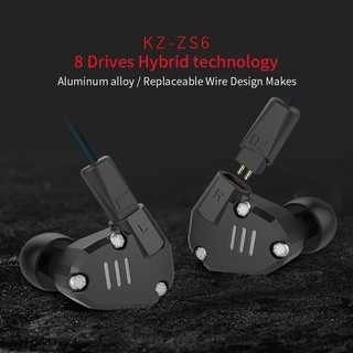 KZ ZS6 In-Ear Earphone หูฟังไฮบริด 6 Drivers Pk Zst Zsr Zs10 Kz Zs6 6 Drivers