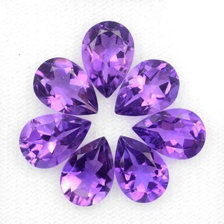 ( 1 ชุด มี 10 กะรัต ) อเมทิสต์ ( Natural Amethyst ) ขนาด 9x6มิล พลอย พลอยแท้ หิน หินแท้ อัญมณี พลอยอเมทิสต์ พลอยม่วง