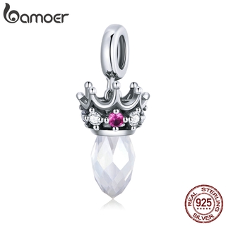 bamoer Silver Ornate Crown Charm For Original Bracelet 925 Sterling Silver Clear Crystal Jewelry Making beads Women SCC1772