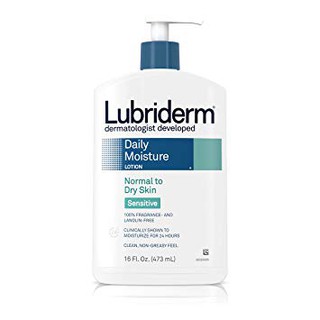 Lubriderm Daily moisture lotion Normal to dry skin Sensitive 473ml โลชั่นปกป้องผิวแพ้ง่ายจากความแห้งกร้าน