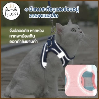 KUMAま เสื้อรัดอก พร้อมสายจูง เกรดพรีเมี่ยม มีแถบสะท้อนแสง S/M/L/XL สายจูง สายจูงสัตว์เลี้ยง เสื้อหมา เสื้อแมว
