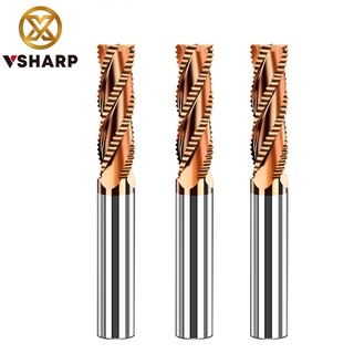 Vsharp Roughing End Mill 4-12mm 4 Flute CNC Router Bit Spiral Milling Bit TiCN Coating HRC 55 Solid Carbide Milling Cutter