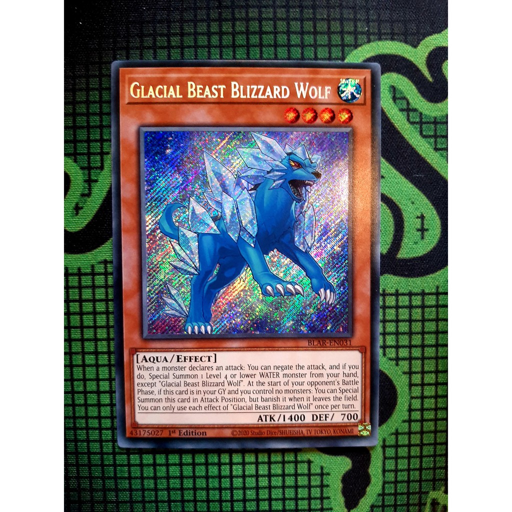 [ Do Lac Shop ] Mint90 Yugioh Monster Glacial Beast Blizzard Wolf Cards - BLAR-EN031 - Secret
