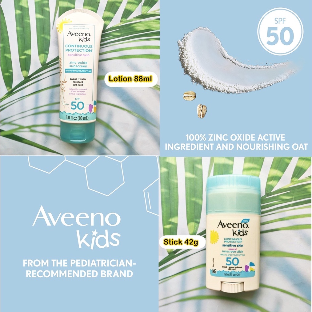 (Aveeno®) Kid's Continuous Protection Sensitive Skin Sunscreen SPF 50 อาวีโน่ ครีมกันแดด
