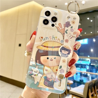 In Stock 2021 New เคส iPhone 13 Pro Max Mini 12 11 X XR XS Max SE 2020 7+ 8+ 7 8 Plus Handphone Case Soft Phone Casing Glitter Rhinestone Cartoon Cute Bling Girlish Heart Back Cover with Wristband Bracket เคสโทรศัพท์ iPhone13 iPhone12 iPhone11