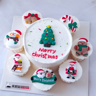 ส่งจากไทยป้ายปักเค้ก Merry Christmas คริสต์มาส ไม้ปักเค้ก ไม้ปักตกแต่งเค้ก cake topper ตกแต่งเค้ก คริสมาสต์ แต่งหน้าเค้ก